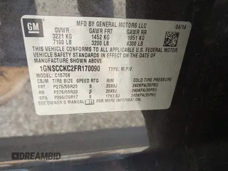 2015 Chevrolet Tahoe LTZ with VIN 1GNSCCKC2FR170090, listed as a IAAI auction lot 42616452 with 249,940 mi miles and . Bid and sale history available at DreamBid. Image 9.