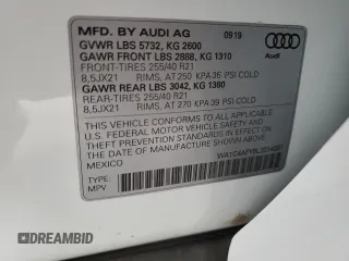 2020 Audi SQ5 Prestige with VIN WA1C4AFY8L2014087, listed as a Copart auction lot 78138314 with Not Provided miles and Salvage Title. Bid and sale history available at DreamBid. Image 12.