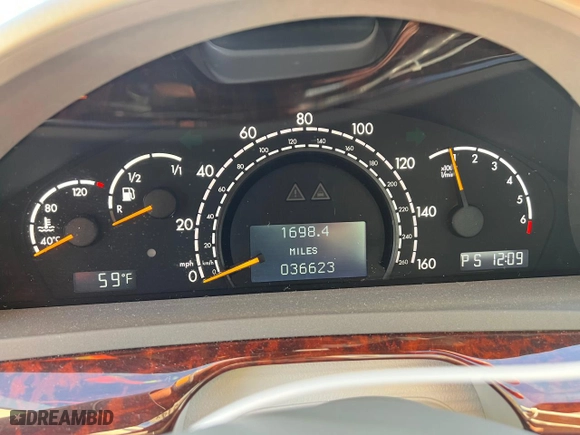 2006 Mercedes-Benz S-Class 5.0L with VIN WDBNG75J06A483468, listed as a Copart auction lot 74418814 with 36,623 mi miles and Salvage Title. Bid and sale history available at carsss.com. Image 9.