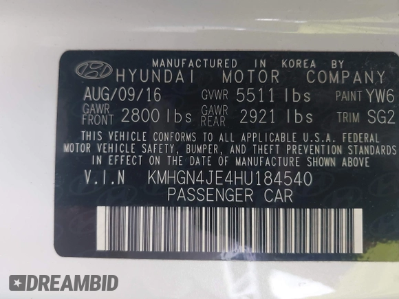 2017 Genesis G80 3.8L с VIN KMHGN4JE4HU184540, выставлен на аукционе IAAI как лот 42435615 с пробегом 98 406 миль миль и . История ставок и продаж доступна на DreamBid. Изображение 9.