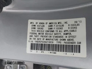 2013 Honda Accord Sdn EX-L with VIN 1HGCR2F82DA216638, listed as a IAAI auction lot 41955781 with 147,974 mi miles. Bid and sale history available at carsss.com. Image 9.
