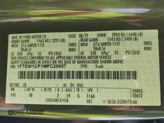 2021 Ford F-150 XL с VIN 1FTEW1CP1MFC20057, выставлен на аукционе IAAI как лот 41641356 с пробегом 75 217 миль миль и . История ставок и продаж доступна на DreamBid. Изображение 9.