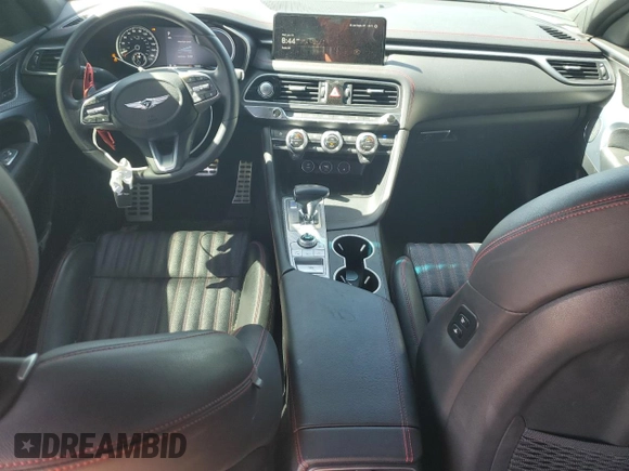 2023 Genesis G70 2.0T with VIN KMTG34TA9PU105285, listed as a Copart auction lot 58724654 with 26,885 mi miles and Salvage Title. Bid and sale history available at DreamBid. Image 8.
