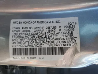 2020 Honda Accord Touring with VIN 1HGCV3F91LA002037, listed as a Copart auction lot 49278465 with 100,412 mi miles and Salvage title. Bid and sale history available at DreamBid. Image 12.