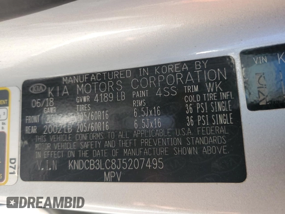 2018 Kia Niro FE with VIN KNDCB3LC8J5207495, listed as a Copart auction lot 85338254 with 81,302 mi miles and Salvage Title. Bid and sale history available at carsss.com. Image 13.