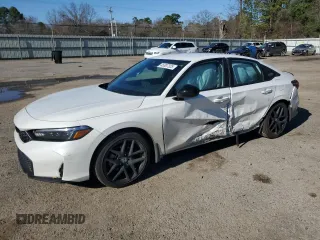 2025 Honda Civic Sedan Sport with VIN 2HGFE2F5XSH519471, listed as a Copart auction lot 45307325 with 6,595 mi miles and Salvage Title. Bid and sale history available at carsss.com. Image 1.