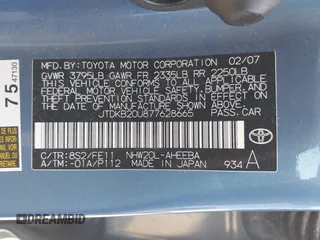 2007 Toyota Prius with VIN JTDKB20U877628665, listed as a IAAI auction lot 42123961 with 157,805 mi miles and . Bid and sale history available at DreamBid. Image 9.