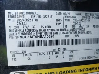2022 Ford Expedition Platinum with VIN 1FMJU1MT0NEA10620, listed as a IAAI auction lot 41753686 with 58,709 mi miles and . Bid and sale history available at DreamBid. Image 9.