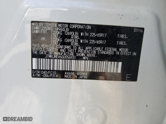 2016 Toyota RAV4 Hybrid XLE with VIN JTMRJREV6GD056931, listed as a Copart auction lot 49327875 with 145,824 mi miles and Salvage Title. Bid and sale history available at carsss.com. Image 14.