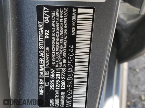 2018 Mercedes-Benz E-Class AMG E 63 S with VIN WDDZF8KB8JA258044, listed as a Copart auction lot 58792094 with 0 mi miles and Salvage Title. Bid and sale history available at carsss.com. Image 14.