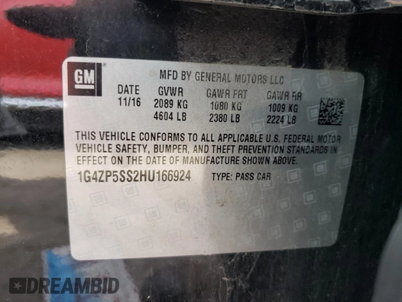 2017 Buick LaCrosse Essence with VIN 1G4ZP5SS2HU166924, listed as a Copart auction lot 68248984 with 107,384 mi miles and Salvage Title. Bid and sale history available at carsss.com. Image 12.