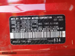 2024 Mitsubishi Outlander ES with VIN JA4J3UA86RZ023650, listed as a Copart auction lot 87401694 with 14,747 mi miles and Salvage Title. Bid and sale history available at carsss.com. Image 15.