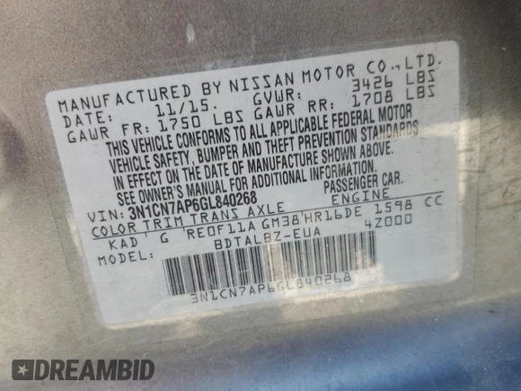 2016 Nissan Versa S z VIN 3N1CN7AP6GL840268, wystawiony jako Copart lot #55103695 z przebiegiem 106 331 mil mil oraz Czysty tytuł • Clean title. Historia ofert i sprzedaży dostępna na DreamBid. Obrazek 12.