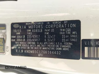 2016 Kia Sedona LX with VIN KNDMB5C17G6164432, listed as a IAAI auction lot 42206723 with 104,155 mi miles and . Bid and sale history available at DreamBid. Image 9.