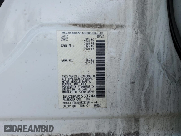 2023 Nissan LEAF S with VIN 1N4AZ1BV6PC553744, listed as a Copart auction lot 53261715 with 26,742 mi miles and Salvage Title. Bid and sale history available at DreamBid. Image 12.