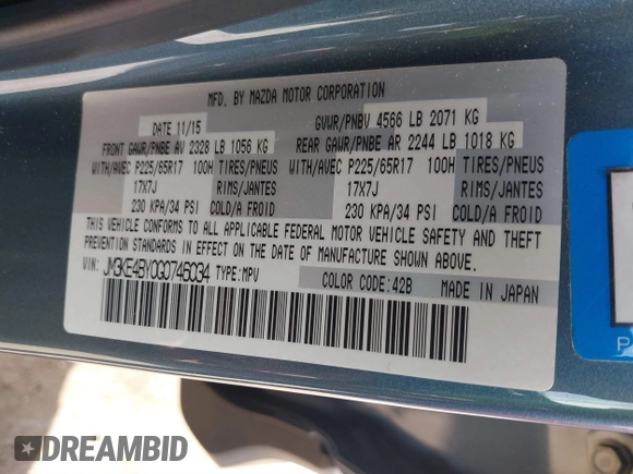 2016 Mazda CX-5 Sport with VIN JM3KE4BY0G0746034, listed as a IAAI auction lot 41842894 with 92,801 mi miles. Bid and sale history available at carsss.com. Image 9.