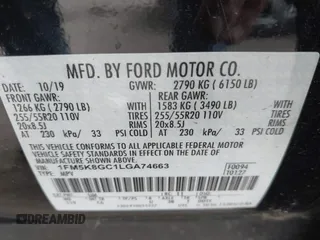 2020 Ford Explorer ST with VIN 1FM5K8GC1LGA74663, listed as a IAAI auction lot 41823709 with 43,007 mi miles and . Bid and sale history available at DreamBid. Image 9.