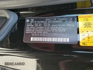 2007 BMW 3 Series 328i with VIN WBAWB33517PV73601, listed as a Copart auction lot 59367045 with 172,635 mi miles and Salvage title. Bid and sale history available at DreamBid. Image 12.
