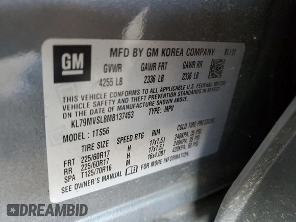 2021 Chevrolet TrailBlazer ACTIV with VIN KL79MVSL8MB137453, listed as a Copart auction lot 70461153 with 49,100 mi miles and . Bid and sale history available at DreamBid. Image 14.