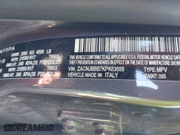 2019 Jeep Renegade Latitude z VIN ZACNJBBB7KPK63688, wystawiony jako IAAI lot #41815965 z przebiegiem 25 407 mil mil oraz . Historia ofert i sprzedaży dostępna na DreamBid. Obrazek 9.