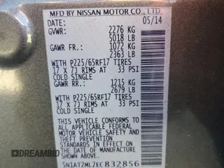 2014 Nissan Rogue SV with VIN 5N1AT2ML2EC832856, listed as a Copart auction lot 50266825 with 135,191 mi miles and Salvage Title. Bid and sale history available at DreamBid. Image 13.