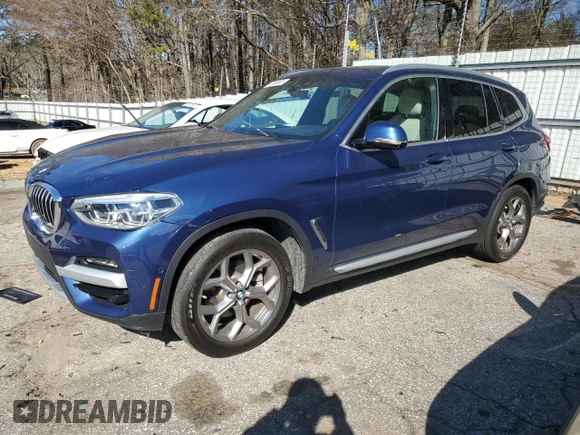 2020 BMW X3 xDrive30i with VIN 5UXTY5C07L9D65002, listed as a Copart auction lot 45898605 with 45,176 mi miles and Salvage Title. Bid and sale history available at DreamBid. Image 1.