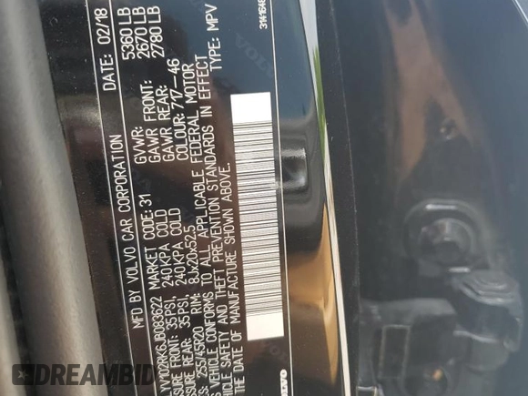 2018 Volvo XC60 Momentum with VIN LYV102RK6JB083622, listed as a Copart auction lot 56909505 with 89,197 mi miles and Salvage title. Bid and sale history available at DreamBid. Image 12.