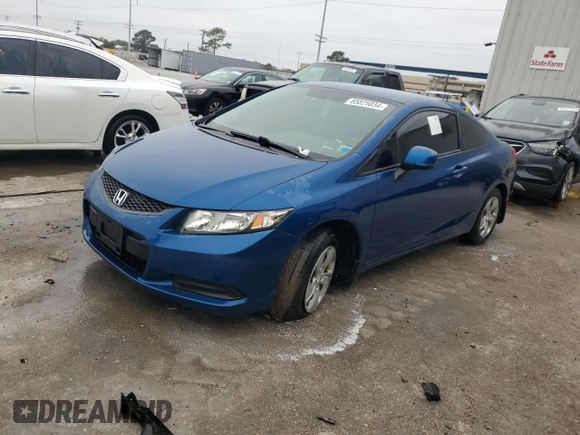 2013 Honda Civic Cpe LX with VIN 2HGFG3B58DH512365, listed as a Copart auction lot 85825034 with 0 mi miles and Salvage Title. Bid and sale history available at carsss.com. Image 1.