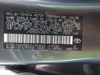 2008 Toyota Prius z VIN JTDKB20U383417480, wystawiony jako IAAI lot #42464877 z przebiegiem 215 849 mil mil oraz . Historia ofert i sprzedaży dostępna na DreamBid. Obrazek 9.