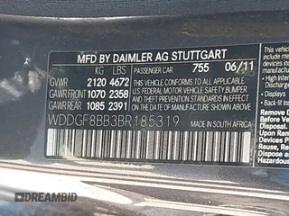 2011 Mercedes-Benz C with VIN WDDGF8BB3BR185319, listed as a IAAI auction lot 41973829 with Not Provided miles. Bid and sale history available at carsss.com. Image 9.