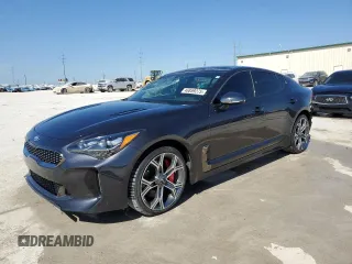 2018 Kia Stinger GT with VIN KNAE35LCXJ6040453, listed as a Copart auction lot 46859275 with 19,373 mi miles and Salvage Title. Bid and sale history available at carsss.com. Image 1.