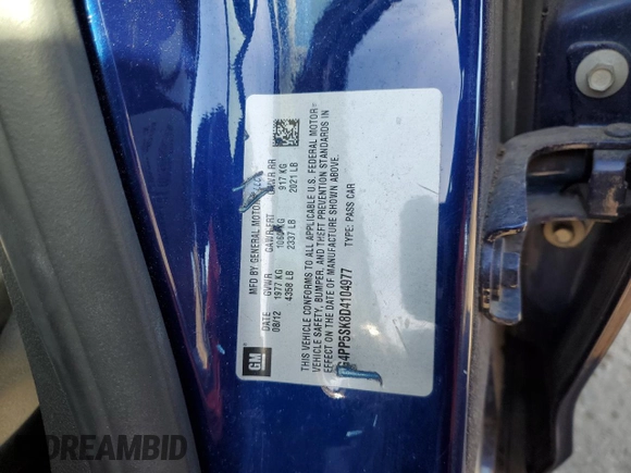 2013 Buick Verano with VIN 1G4PP5SK8D4104977, listed as a Copart auction lot 42867405 with 131,302 mi miles and Clean title. Bid and sale history available at DreamBid. Image 12.