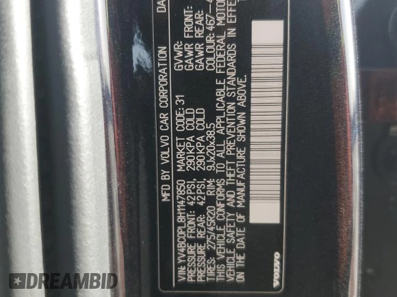 2017 Volvo XC90 Inscription with VIN YV4BC0PL8H1147850, listed as a Copart auction lot 47993895 with 74,614 mi miles and Salvage Title. Bid and sale history available at carsss.com. Image 13.