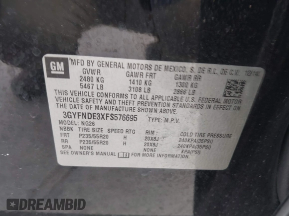 2015 Cadillac SRX Premium Collection z VIN 3GYFNDE3XFS576695, wystawiony jako IAAI lot #41612836 z przebiegiem Nie podano mil oraz . Historia ofert i sprzedaży dostępna na DreamBid. Obrazek 9.