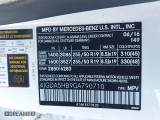 2016 Mercedes-Benz GLE with VIN 4JGDA5HB9GA790710, listed as a IAAI auction lot 41417751 with 82,673 mi miles. Bid and sale history available at carsss.com. Image 9.