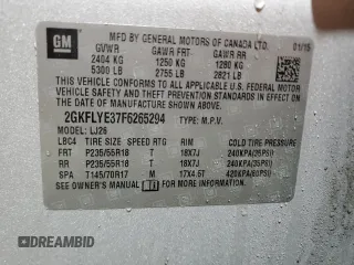 2015 GMC Terrain SLT with VIN 2GKFLYE37F6265294, listed as a Copart auction lot 47703925 with 72,148 mi miles and Salvage Title. Bid and sale history available at DreamBid. Image 15.