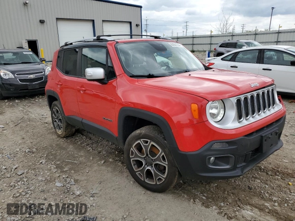 2017 Jeep Renegade Limited with VIN ZACCJBDB1HPE93582, listed as a Copart auction lot 64261214 with 164,943 mi miles and Non repairable. Bid and sale history available at DreamBid. Image 4.