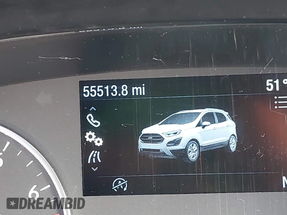 2019 Ford EcoSport SE with VIN MAJ3S2GEXKC287231, listed as a IAAI auction lot 41749053 with 55,513 mi miles and . Bid and sale history available at DreamBid. Image 16.