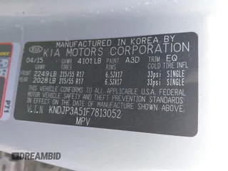 2015 Kia Soul + with VIN KNDJP3A51F7813052, listed as a IAAI auction lot 41186412 with 1 mi miles. Bid and sale history available at carsss.com. Image 9.