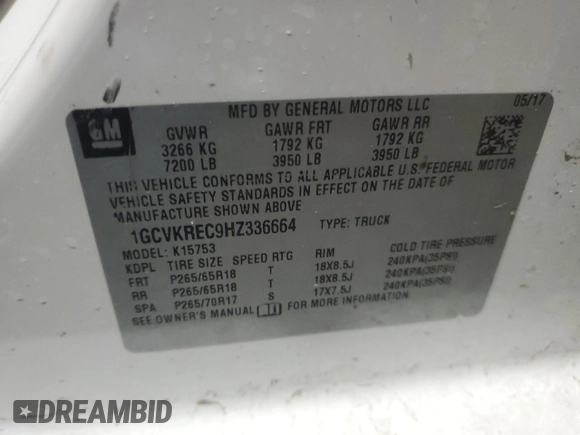 2017 Chevrolet Silverado 1500 LT with VIN 1GCVKREC9HZ336664, listed as a Copart auction lot 86492174 with 93,936 mi miles and Non Repairable. Bid and sale history available at DreamBid. Image 12.