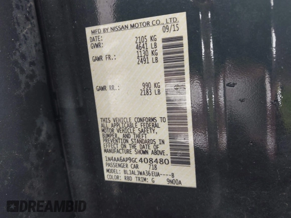 2016 Nissan Maxima Platinum with VIN 1N4AA6AP9GC408480, listed as a IAAI auction lot 42383732 with 145,412 mi miles and . Bid and sale history available at DreamBid. Image 9.