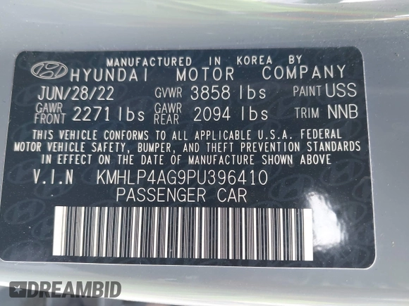 2023 Hyundai Elantra Limited z VIN KMHLP4AG9PU396410, wystawiony jako IAAI lot #42044194 z przebiegiem 52 662 mil mil oraz . Historia ofert i sprzedaży dostępna na DreamBid. Obrazek 9.