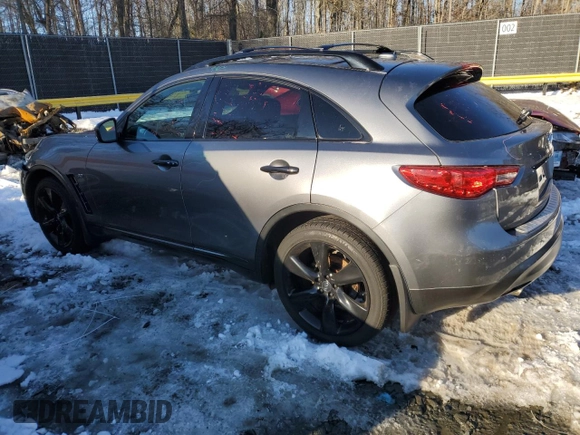 2015 Infiniti QX70 z VIN JN8CS1MW2FM481841, wystawiony jako Copart lot #41459505 z przebiegiem Nie podano mil oraz Szkoda całkowita • Salvage title. Historia ofert i sprzedaży dostępna na DreamBid. Obrazek 2.