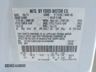 2012 Ford Escape XLT with VIN 1FMCU9DG9CKA09099, listed as a IAAI auction lot 40371699 with 136,707 mi miles and . Bid and sale history available at DreamBid. Image 9.