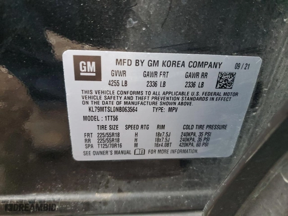 2022 Chevrolet TrailBlazer RS with VIN KL79MTSL0NB063564, listed as a Copart auction lot 78325993 with 0 mi miles and Salvage Title. Bid and sale history available at carsss.com. Image 12.