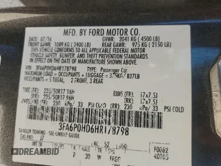 2017 Ford Fusion SE with VIN 3FA6P0HD6HR178798, listed as a Copart auction lot 47803855 with 140,256 mi miles and Salvage Title. Bid and sale history available at carsss.com. Image 14.