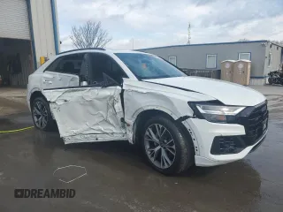 2021 Audi Q8 Premium with VIN WA1AVAF15MD014688, listed as a Copart auction lot 83991624 with 55,373 mi miles and Salvage Title. Bid and sale history available at carsss.com. Image 4.