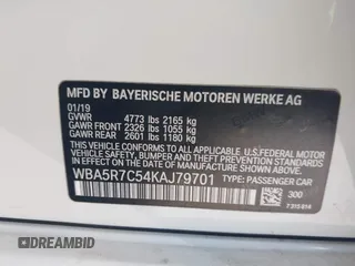 2019 BMW 3 Series 330i xDrive with VIN WBA5R7C54KAJ79701, listed as a IAAI auction lot 41871962 with 70,479 mi miles. Bid and sale history available at carsss.com. Image 9.