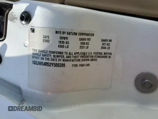 2002 Saturn LS z VIN 1G8JW54R52Y566288, wystawiony jako Copart lot #56321595 z przebiegiem Nie podano mil oraz Szkody całkowita. Historia ofert i sprzedaży dostępna na DreamBid. Obrazek 13.