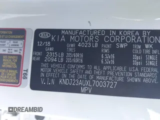 2020 Kia Soul S with VIN KNDJ23AUXL7003727, listed as a IAAI auction lot 41985634 with 69,457 mi miles and . Bid and sale history available at DreamBid. Image 9.